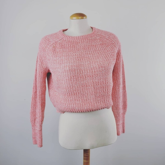 AMERICAN APPAREL | Salmon Pink Knit Long Sleeve Crop Top - Picture 1 of 7